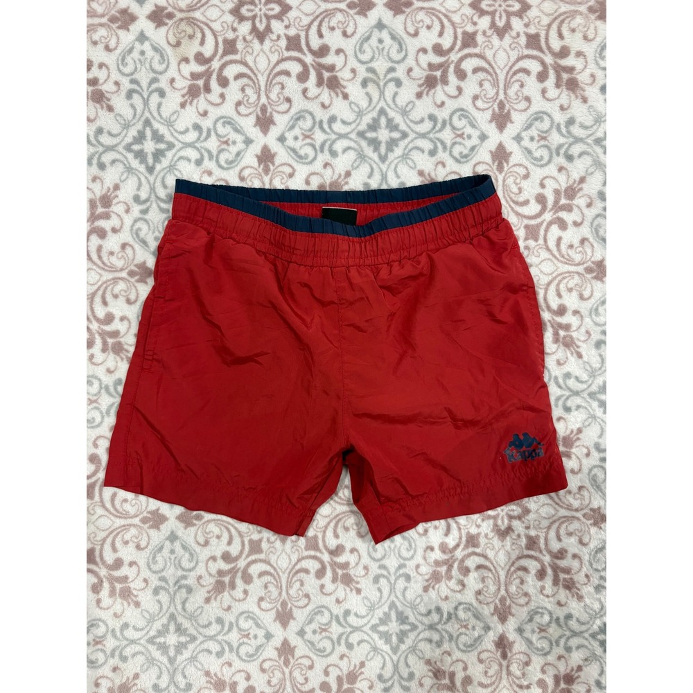 Kappa Boys Red Swim Trunks Navy Waistband Mesh Lined Board Shorts Size 4Y